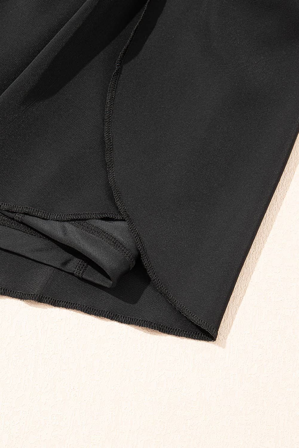 Black High Waisted Drawstring 2-In-1 Side Pocket Color Block Bikini Shorts