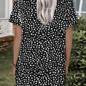 Black Leopard Print Side Pockets Tunic Top