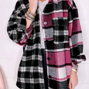 Black Plaid Colorblock Loose Shacket