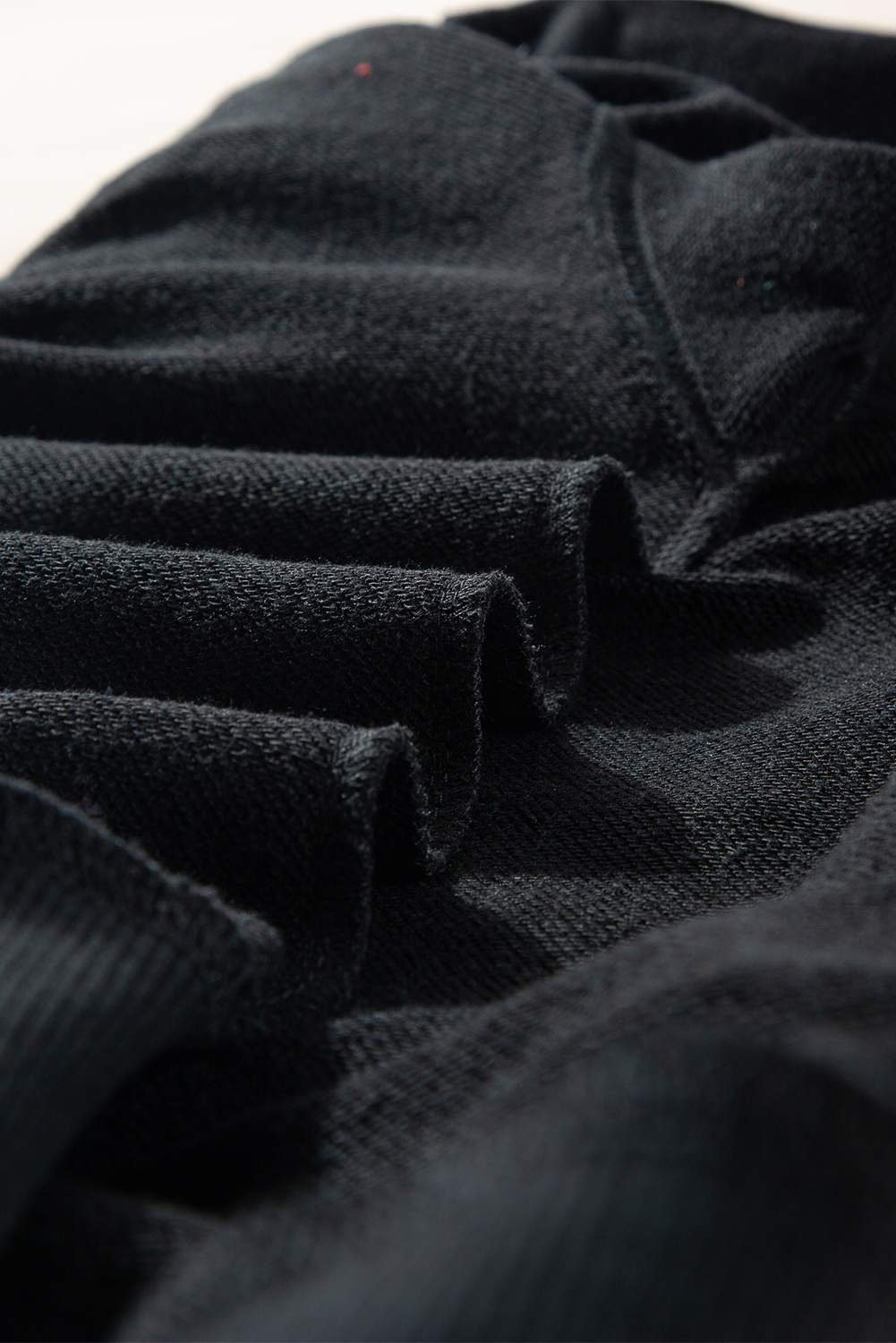 Black Plain Drop Shoulder Crewneck Pullover Sweatshirt