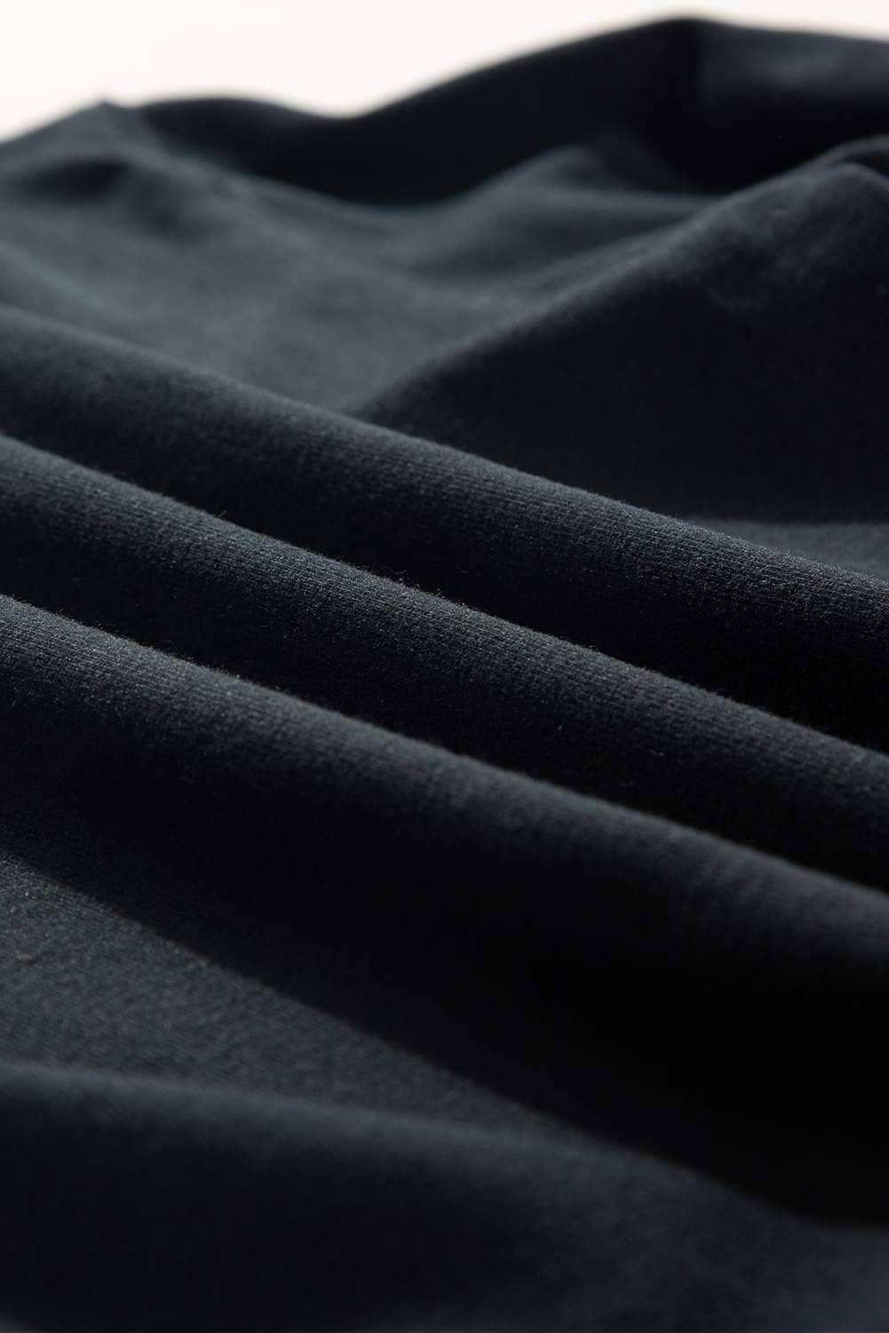 Black Plain Drop Shoulder Crewneck Pullover Sweatshirt