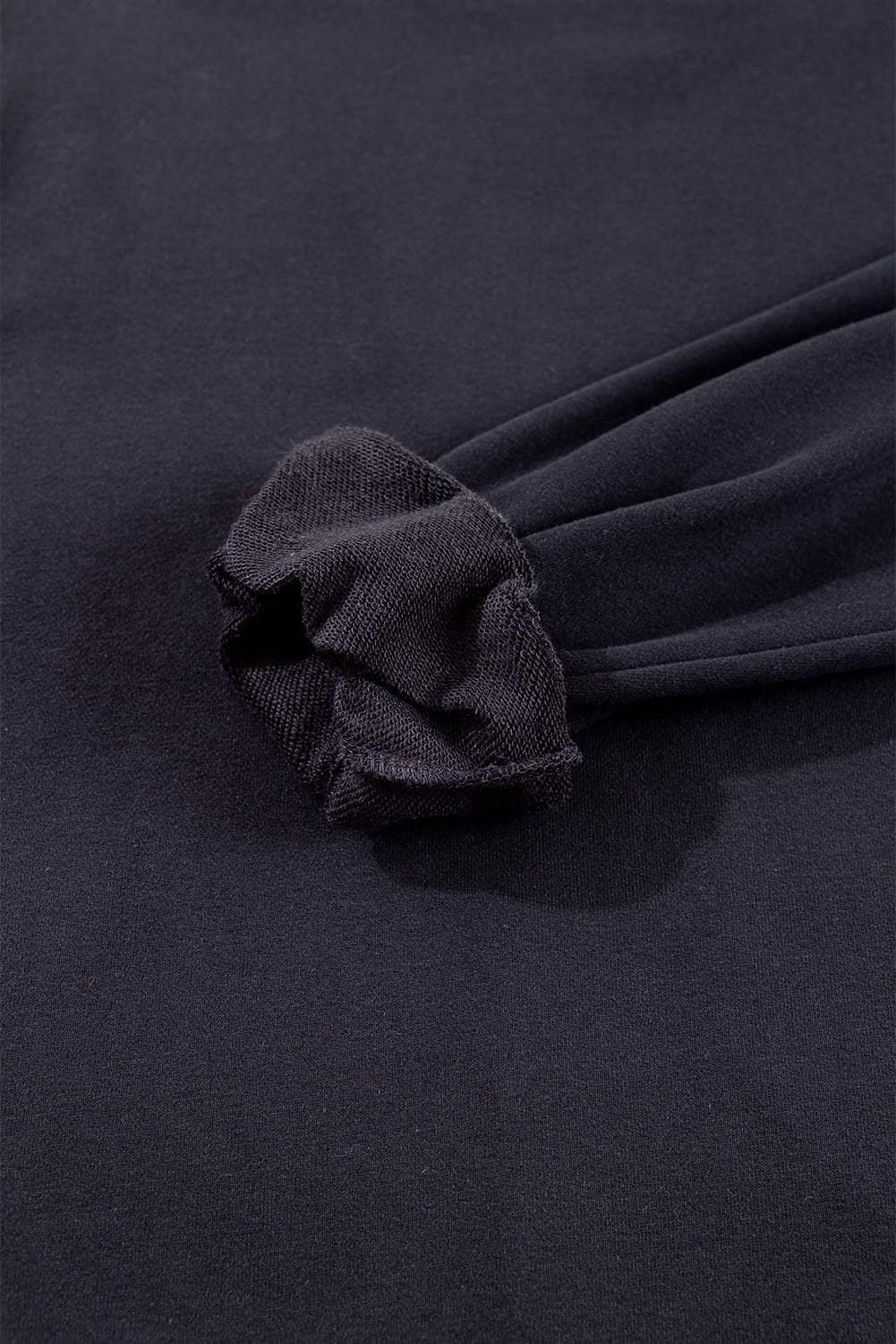 Black Plain Drop Shoulder Crewneck Pullover Sweatshirt