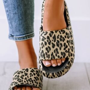 Black Print Thick Sole Slip On Slippers