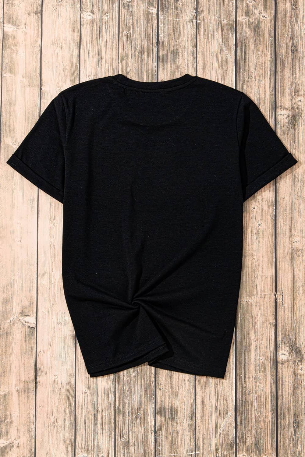 Black Sequin Crawfish Potato Lemon Corn Graphic Crewneck T Shirt