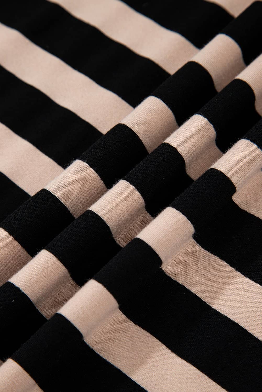 Black Stripe Casual Round Neck T-Shirt Maxi Dress With Pockets