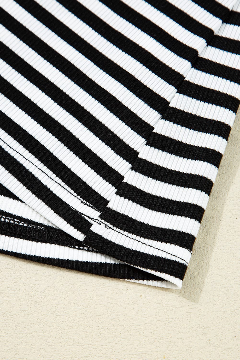 Black Stripe Double-Layer Cold Shoulder Long Sleeve Top