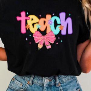 Black Teach Graphic Holiday Summer Tee