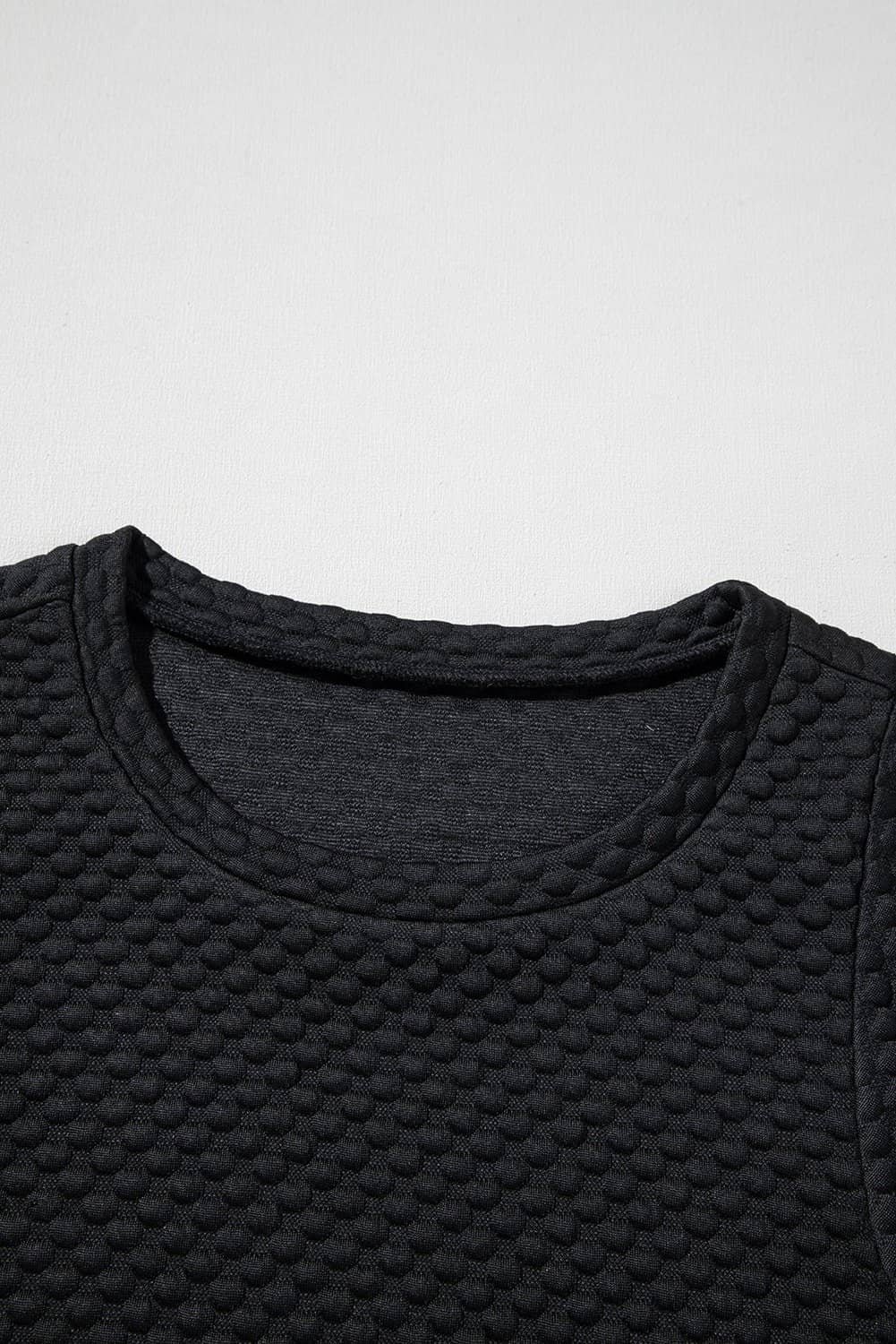 Black Textured Cap Sleeve T-Shirt Shift Mini Dress