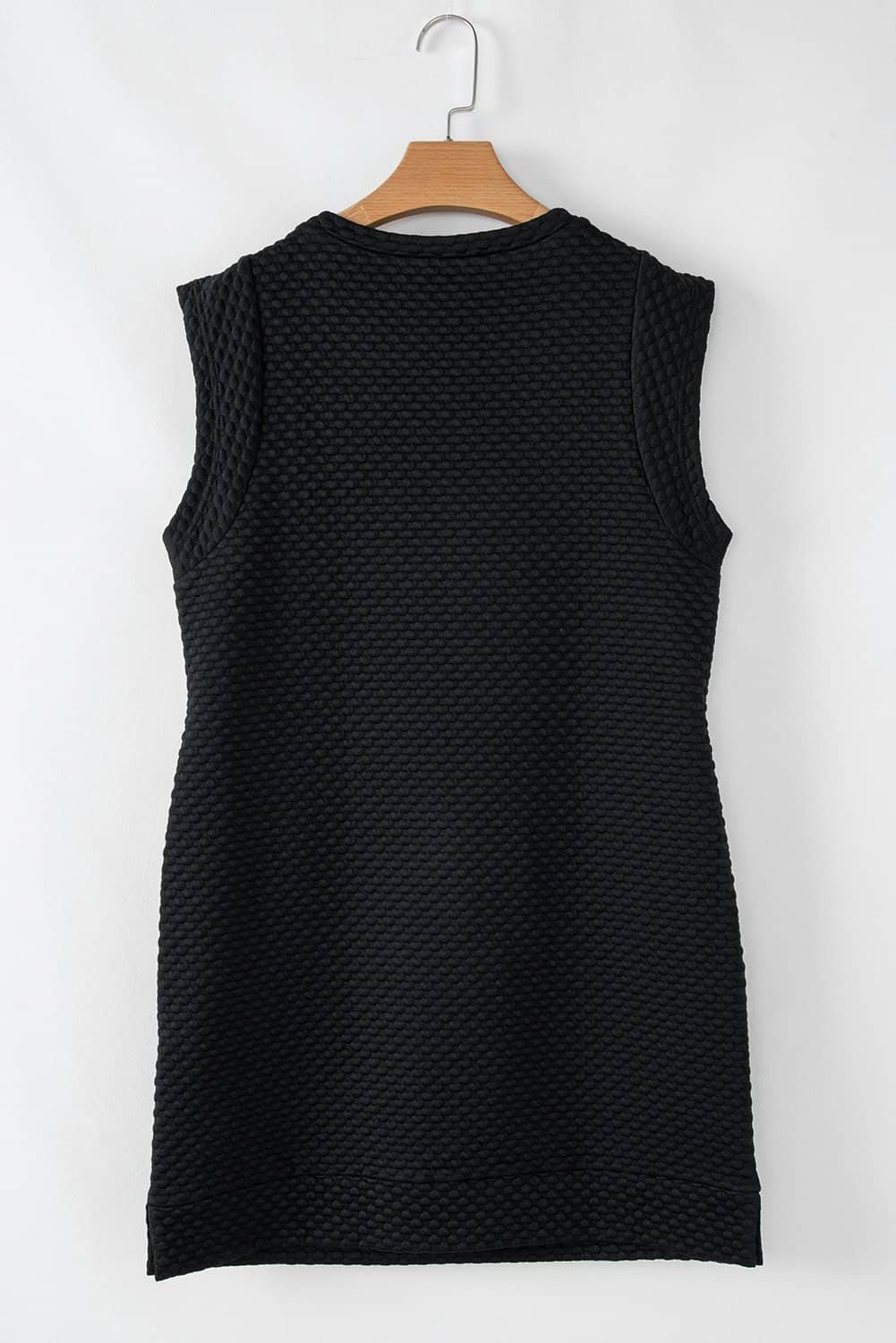 Black Textured Cap Sleeve T-Shirt Shift Mini Dress