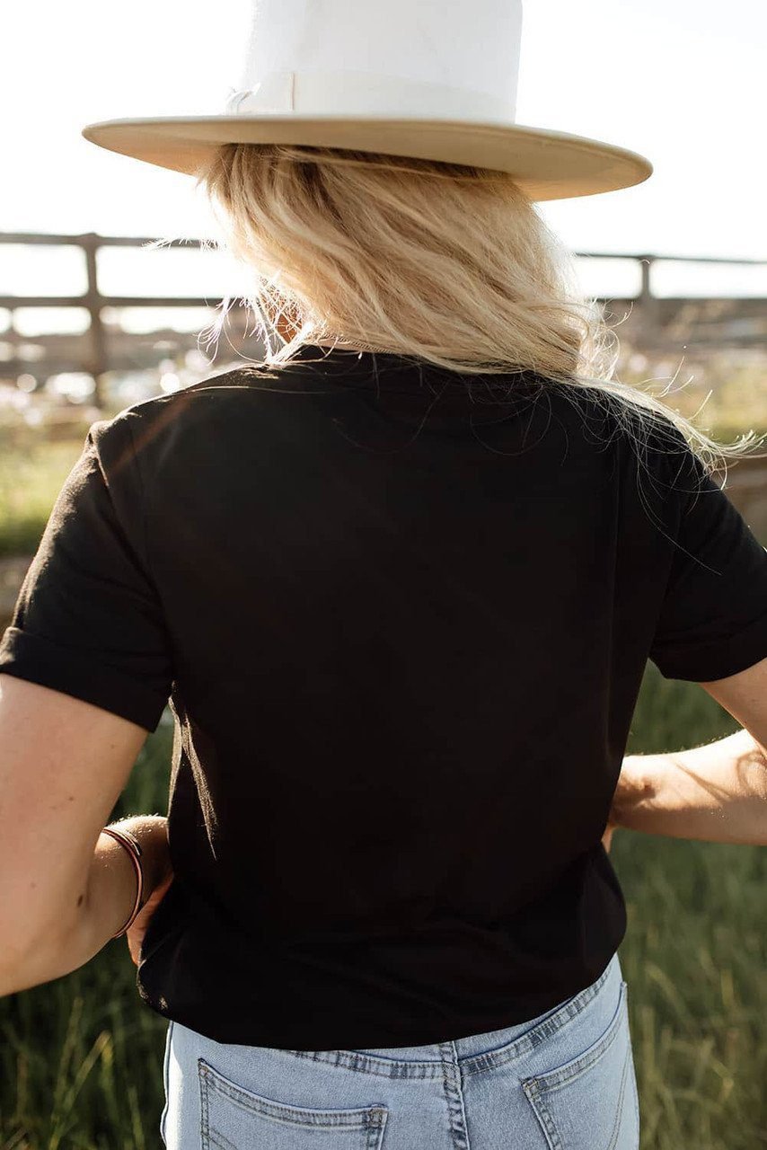 Black Western Fashion Mama Leopard Lightening Graphic Tee