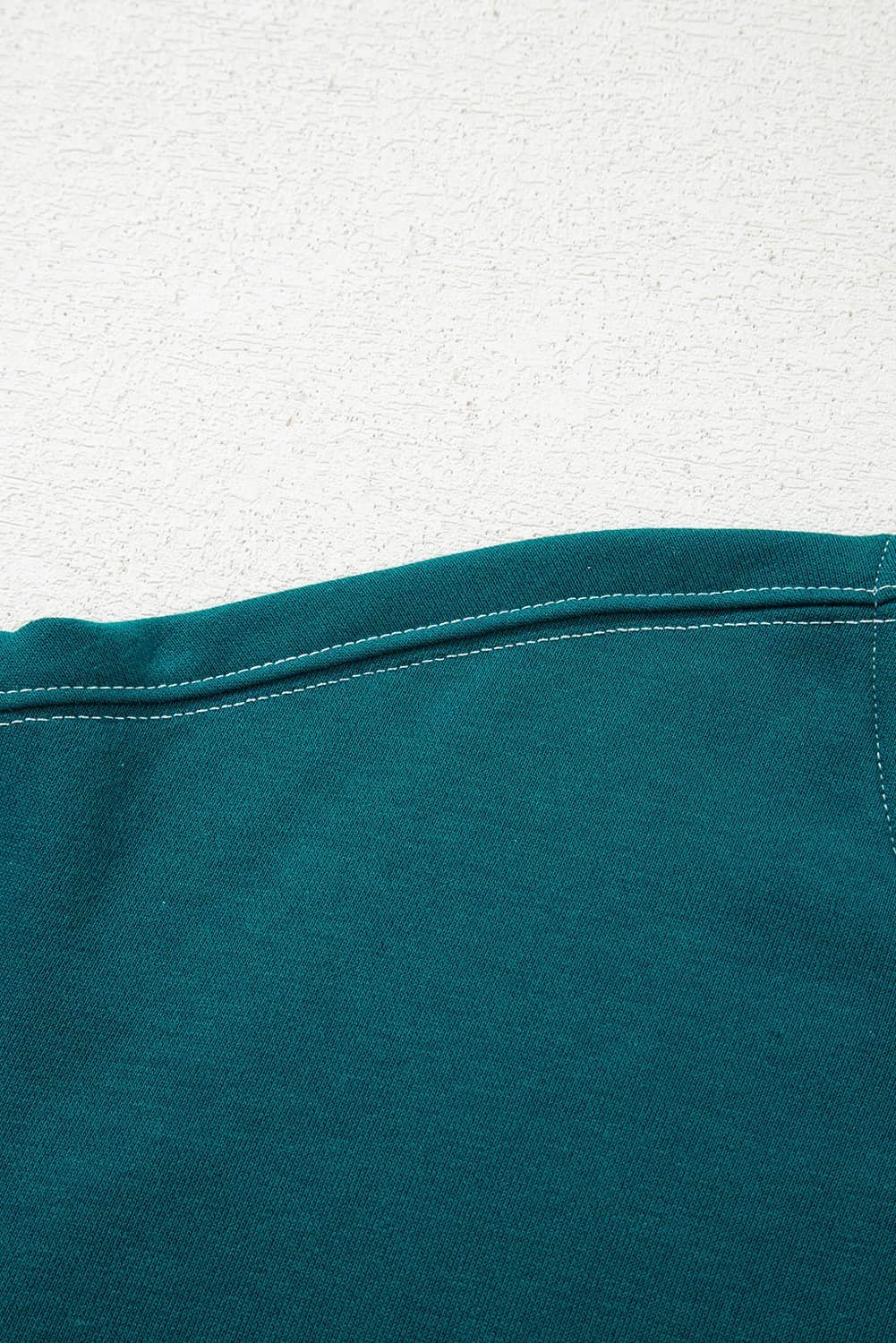 Blackish Green Contrast Striped Patchwork Round Neck Drop Shoulder Sweatshirt
