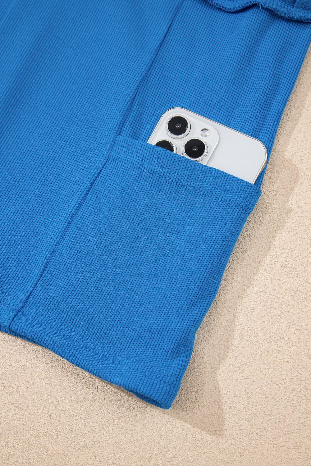 Blue A-Line Draped High Waist Phone Pocket Lined Skort