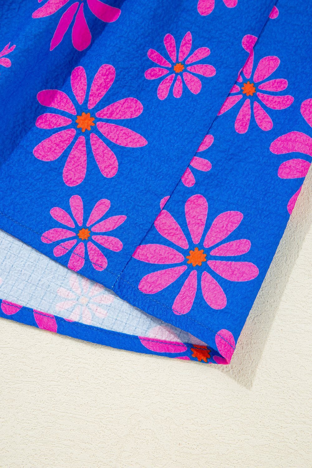 Blue Floral Colorblock Flutter Straps Flowy Tank Top