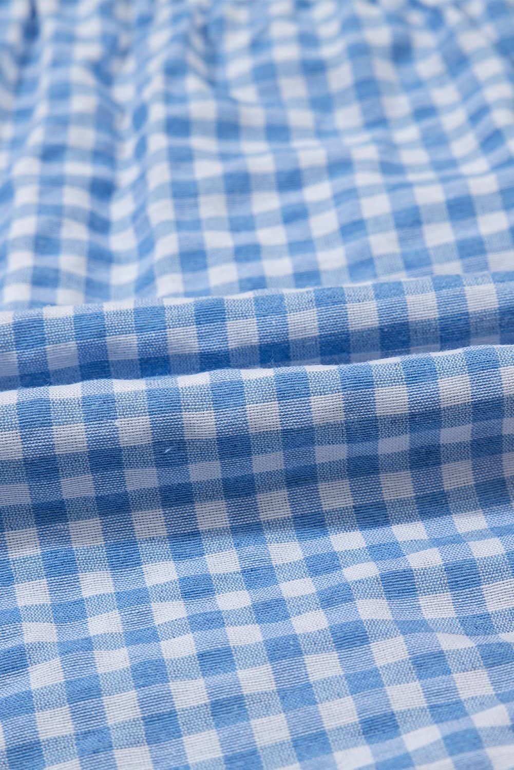 Blue Red Plaid Gingham Printed High Waist Shorts