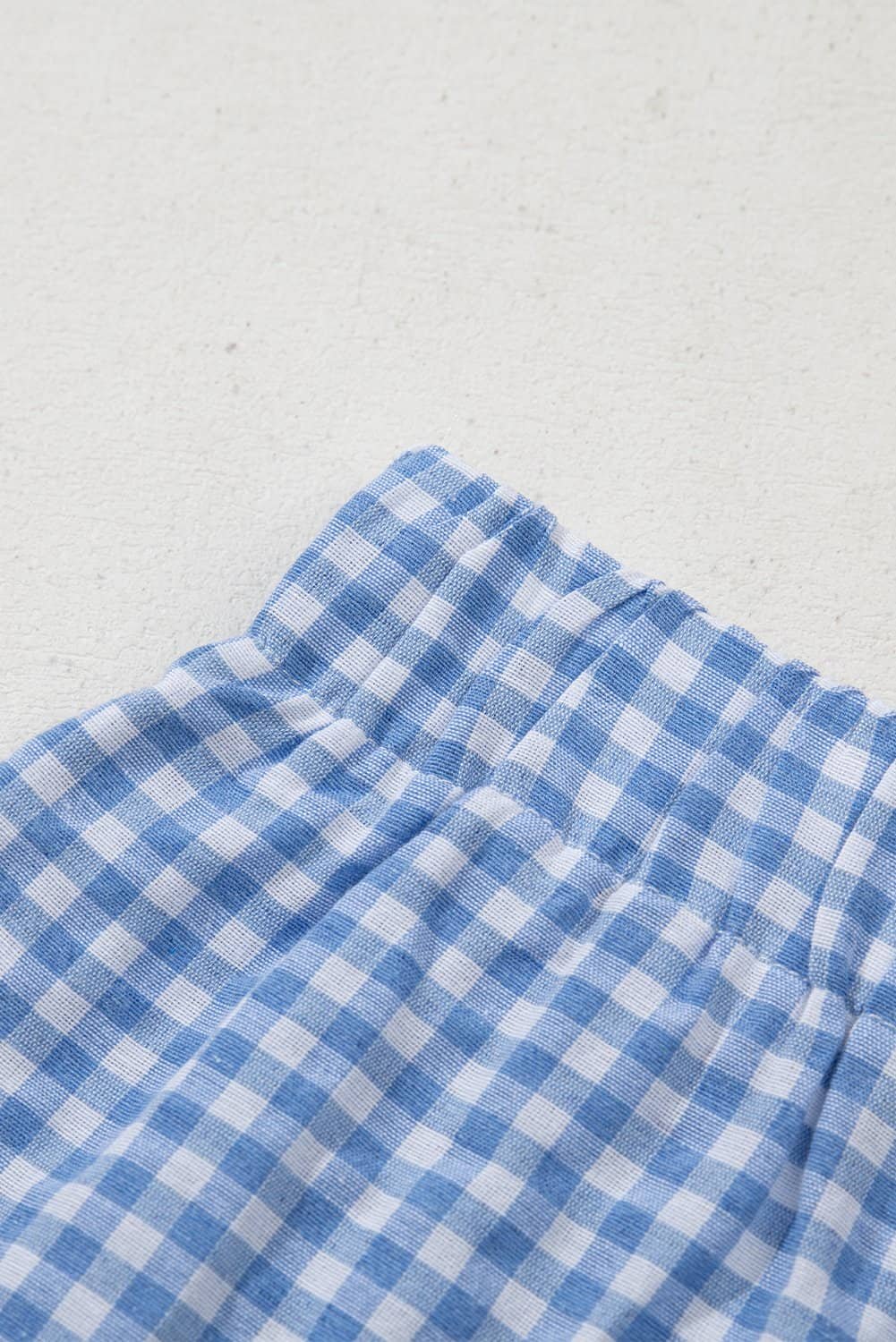 Blue Red Plaid Gingham Printed High Waist Shorts