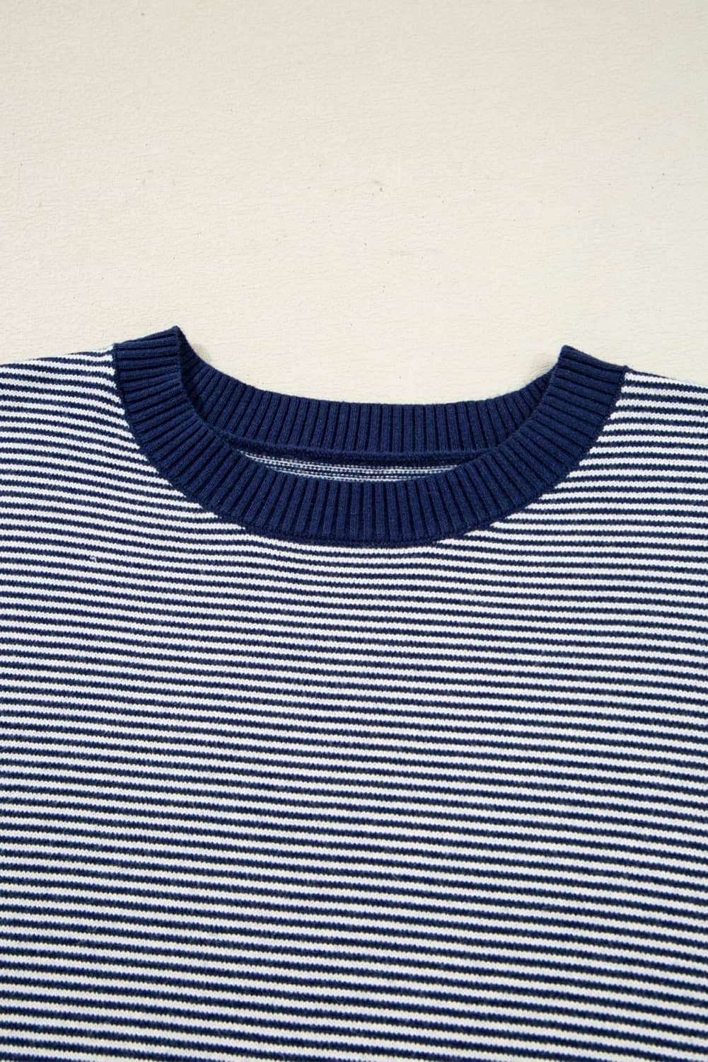 Blue Stripe Color Block Patchwork Dolman Oversize Tunic Sweater