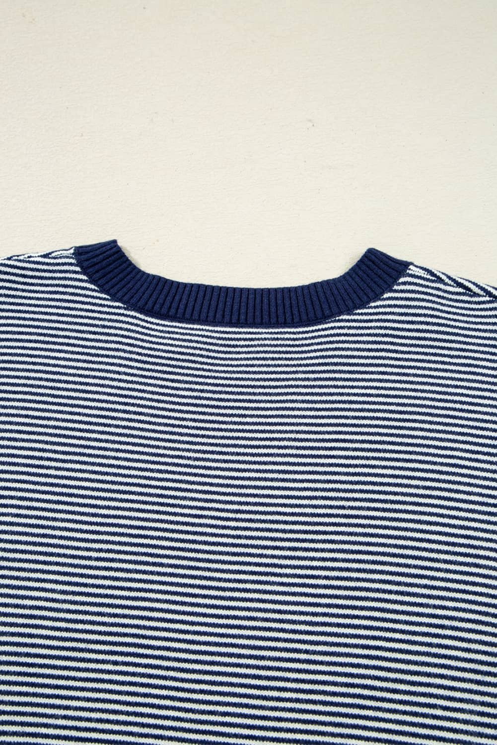 Blue Stripe Color Block Patchwork Dolman Oversize Tunic Sweater