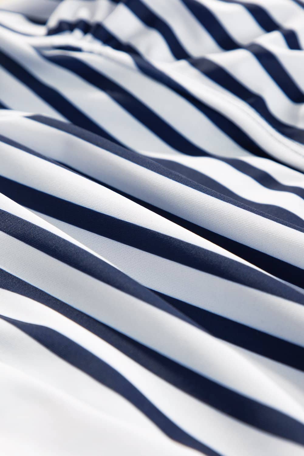 Blue Stripe Drawstring Tummy Control Mix-And-Match 2Pcs Tankini Swimsuit