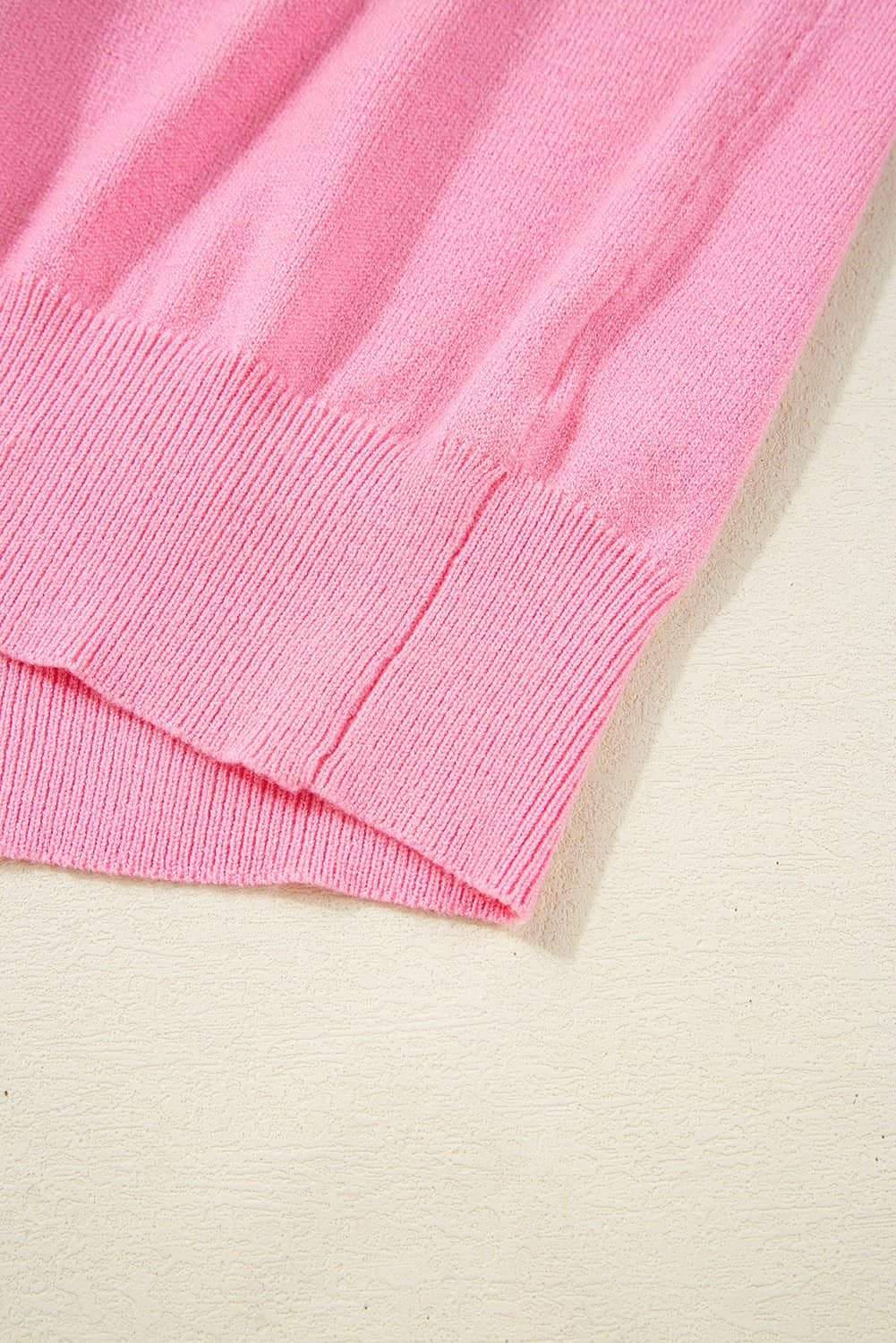 Bonbon Colorblock Bow V-Shape Cut Back Short Sleeve Sweater