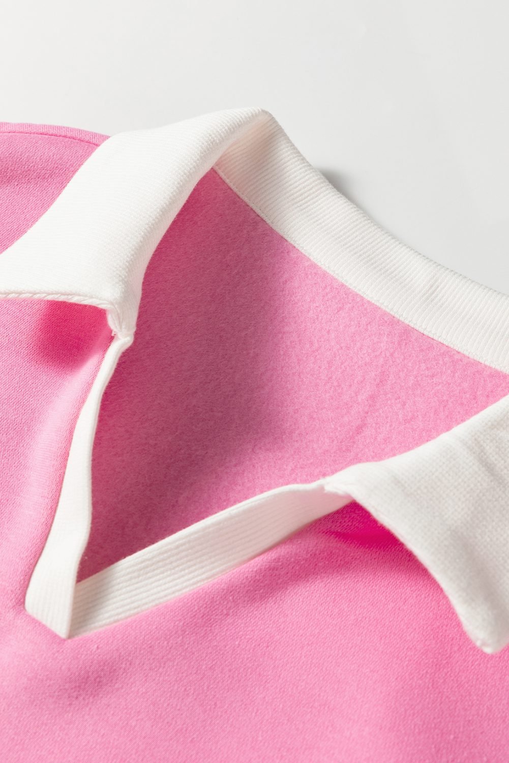 Bonbon Colorblock Polo Collar Floral Patchwork Puff Sleeve Top