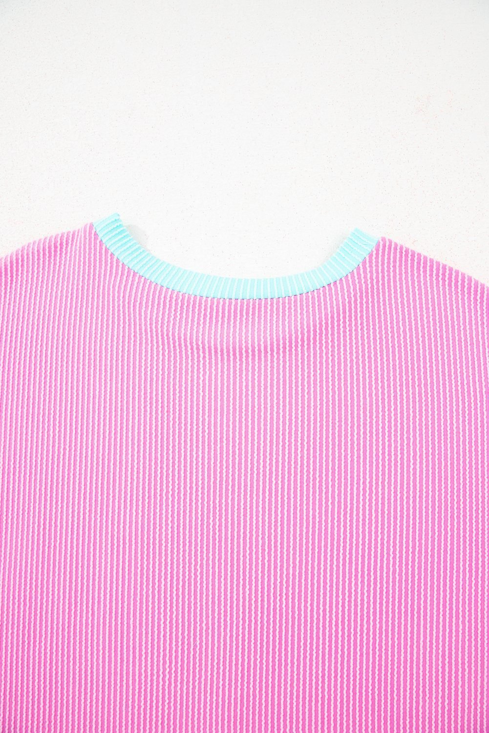 Bonbon Plus Size Color Block Corded Knit Tee And Shorts Set
