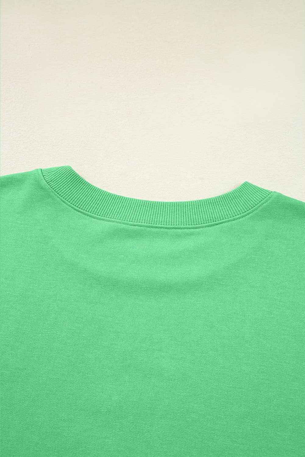 Bright Green Drop Shoulder Puff Sleeve Crop Pullover Drawstring Wide Leg Pants Set