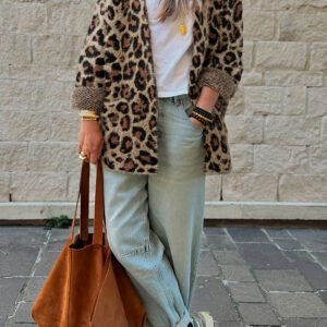Brown Leopard Open Casual Cardigan