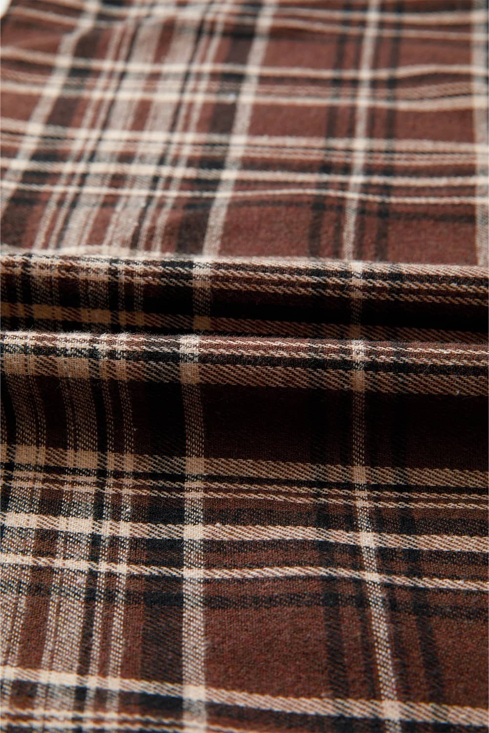Brown Plaid Patchwork Long Sleeve Button Hooded Blouse