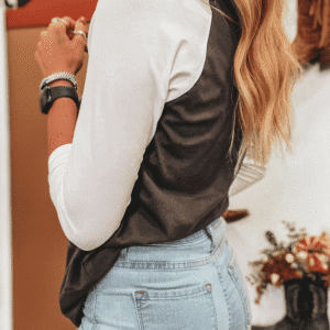 Brown Western Yeehaw Graphic Vintage Raglan Long Sleeve Top