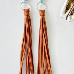 Chestnut Western Turquoise O-Ring Tassel Earrings
