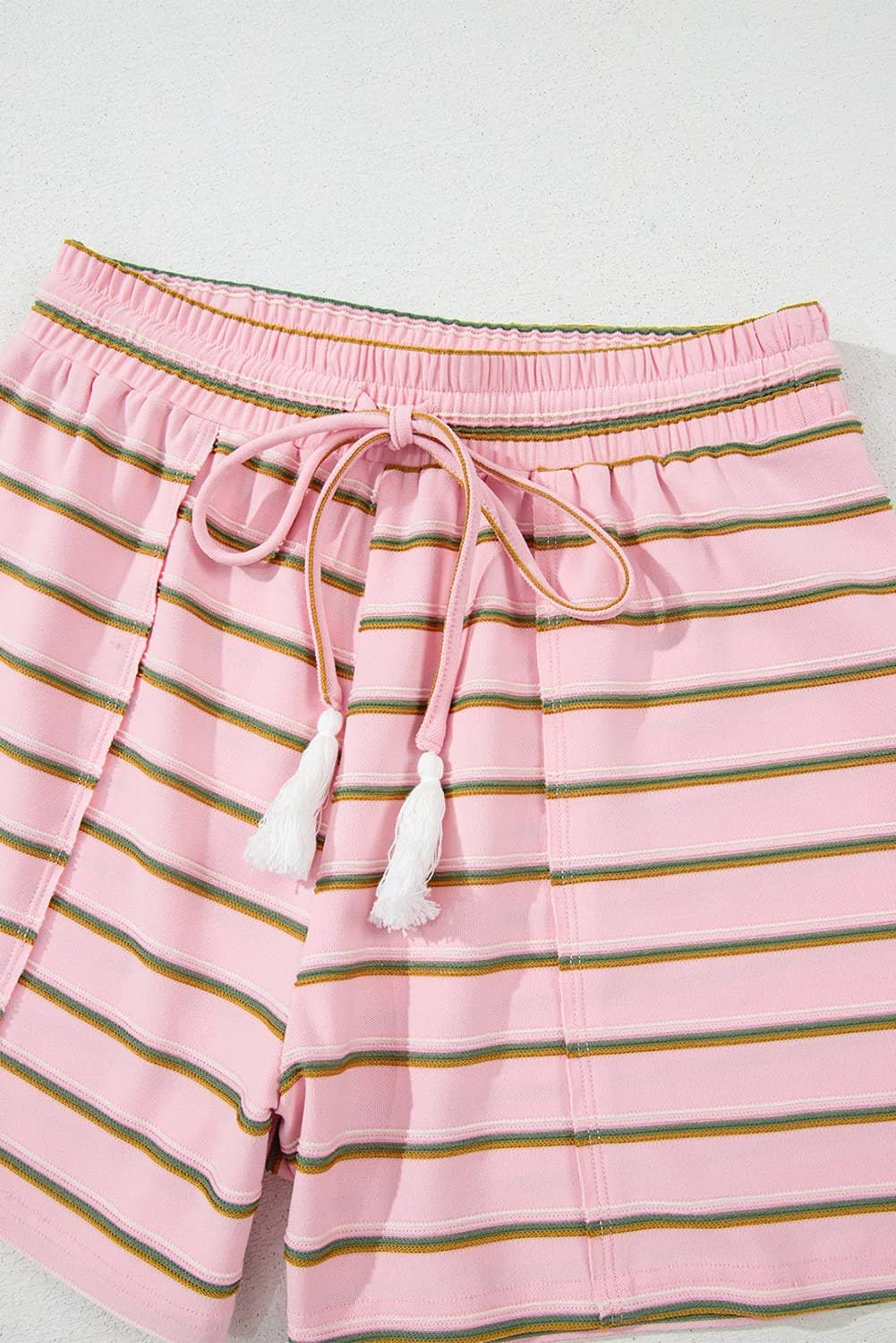 Pink Stripe Wide Short Sleeve Tee And Short Set