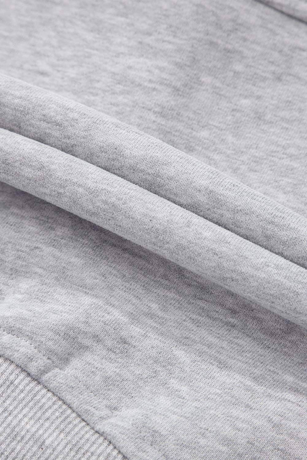 Light Grey Quarter Zip Stand Neck Kangaroo Pocket Sweatshirt