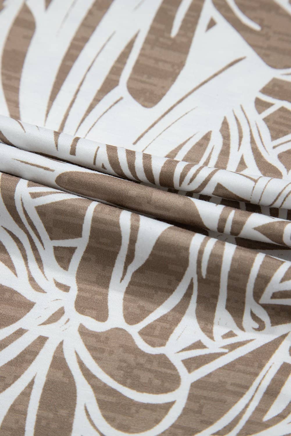 Khaki Floral Print V Neck Short Sleeve Loose Fit Blouse