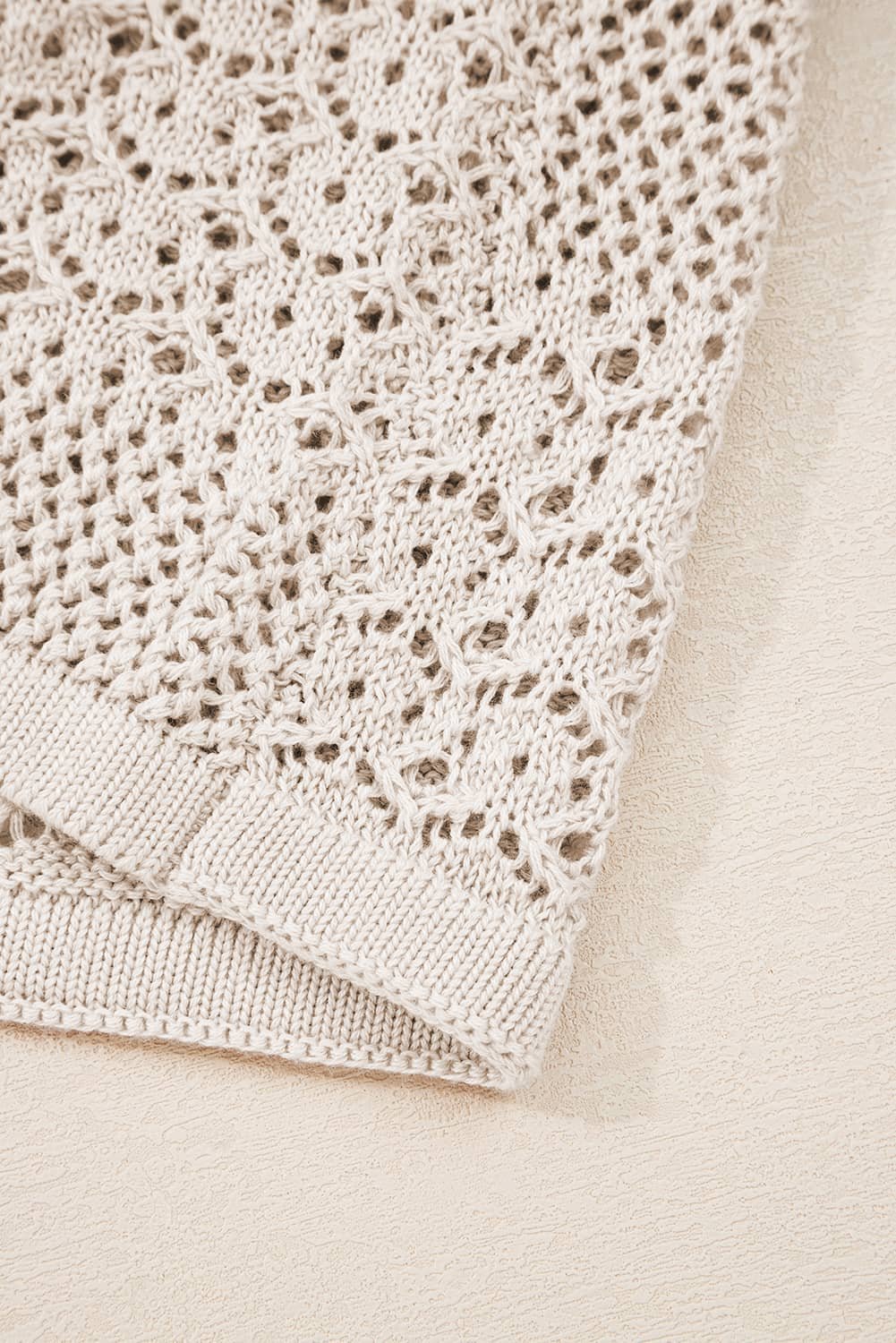 Jet Stream Mix Pattern Hollowed Knit Open Front Cardigan