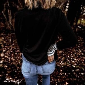 Striped Splicing High Neck Sweatshirt