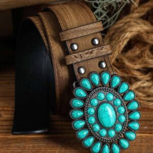 Light Blue Western Turquoise Decor Retro Wide Belt