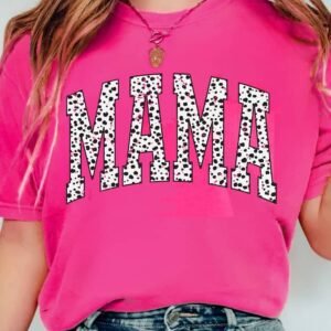 Rose Red Leopard Mama Printed Crewneck Tee