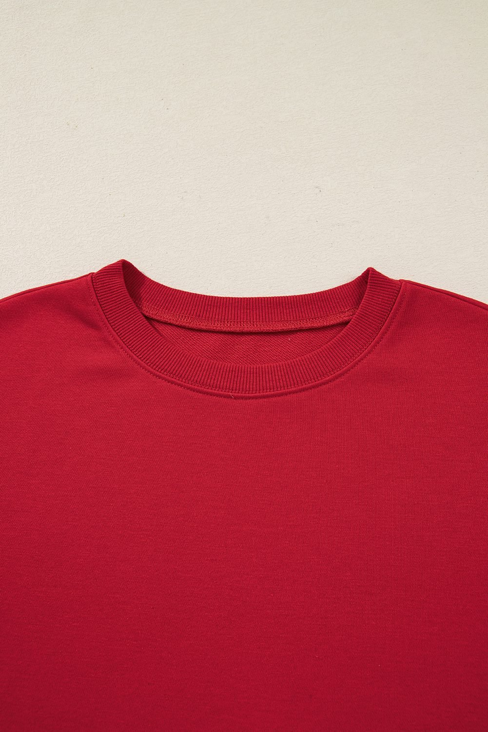 Fiery Red Varsity Striped Detail Crew Neck Plus Sweatshirt