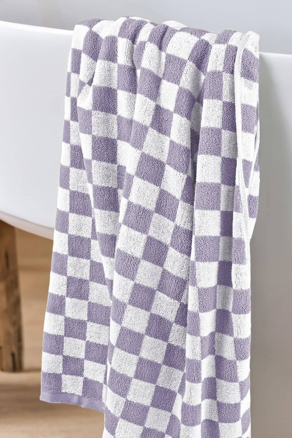 Orchid Petal Checkered Print Soft Large Bath Towel