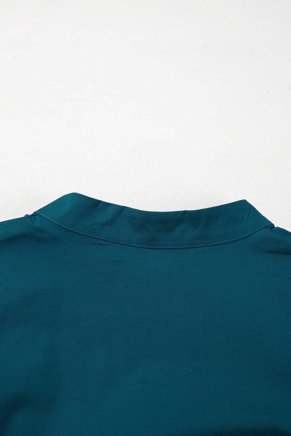 Blue Sapphire Colorblock Split V Neck Puff Sleeve Mini Dress