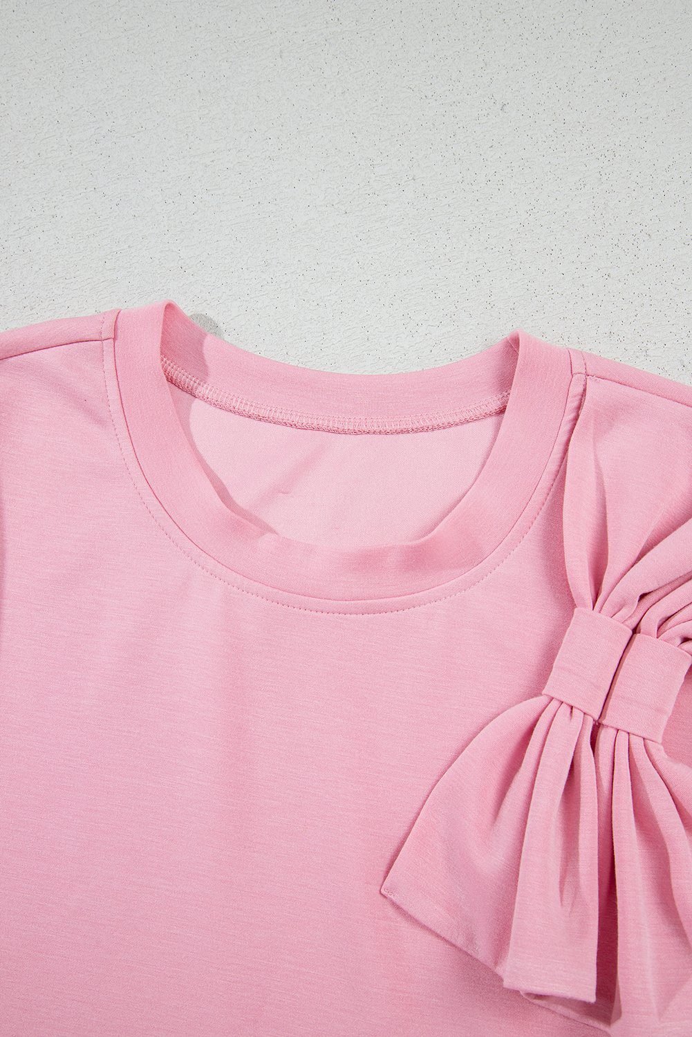 Pink Bow Applique Half Sleeve T-Shirt