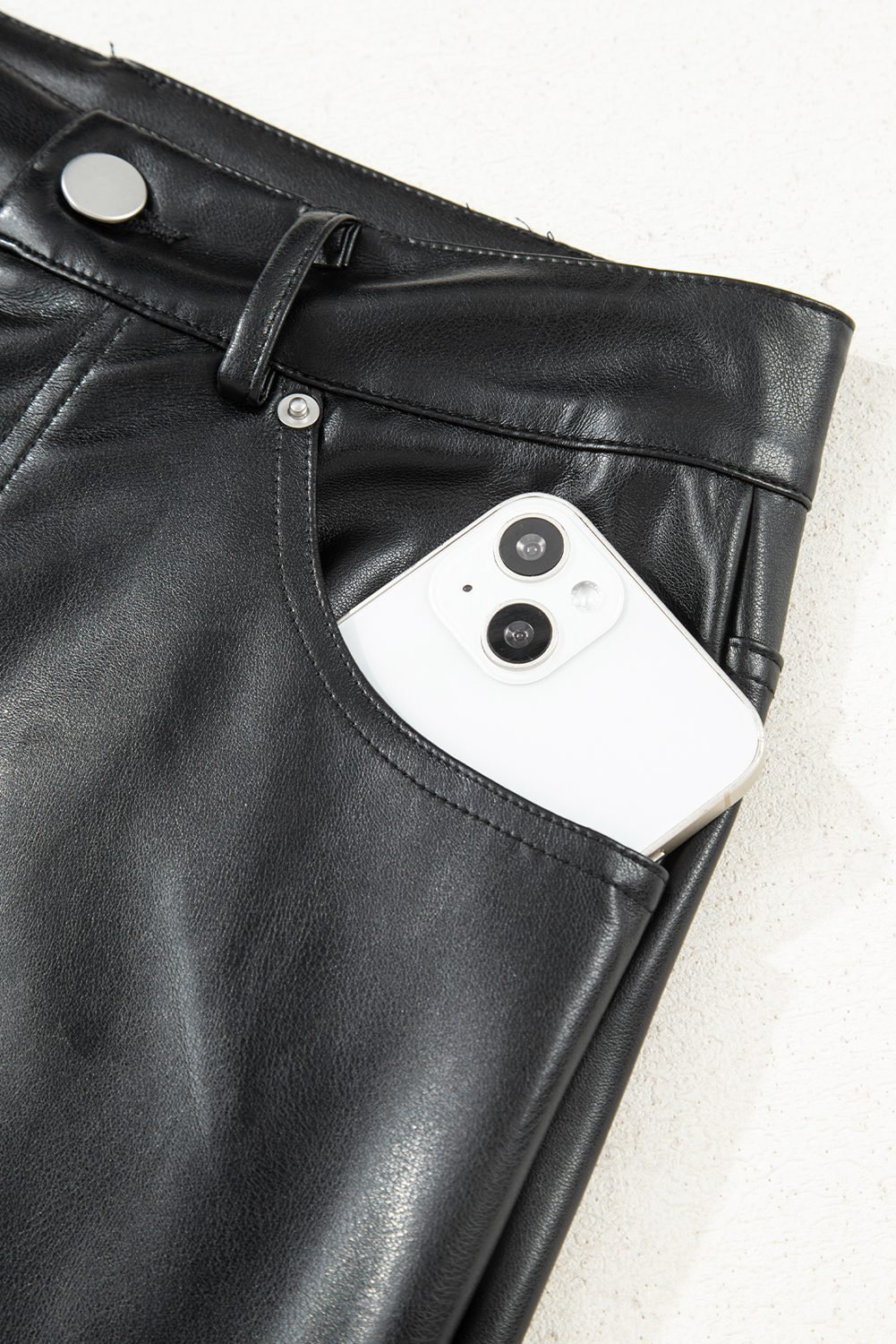 Black Faux Leather Side Slit Maxi Skirt