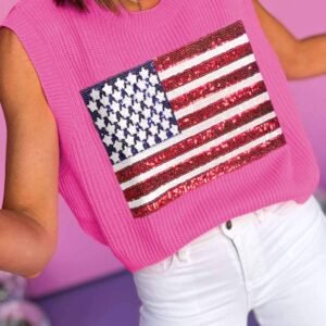 Bonbon Sparkling American Flag Knitted Vest