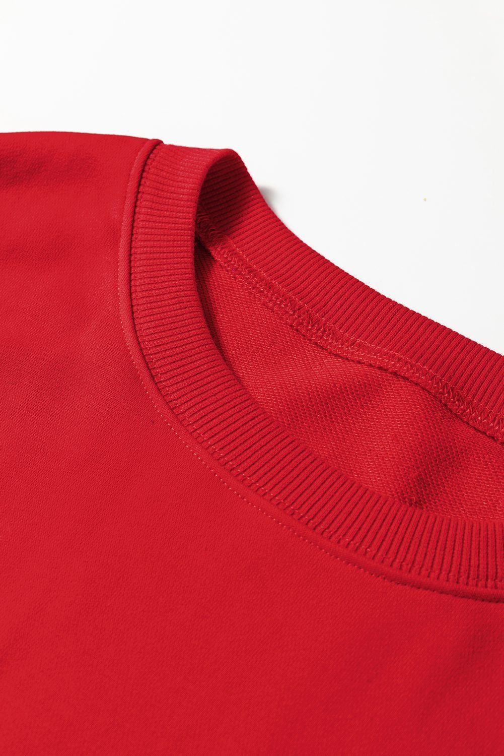 Fiery Red Varsity Striped Detail Crew Neck Plus Sweatshirt