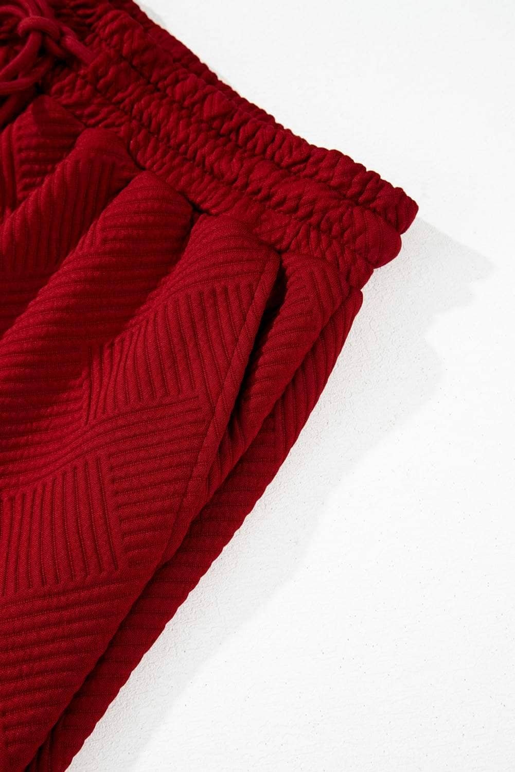 Red Dahlia Textured Loose Fit T Shirt And Drawstring Pants Set