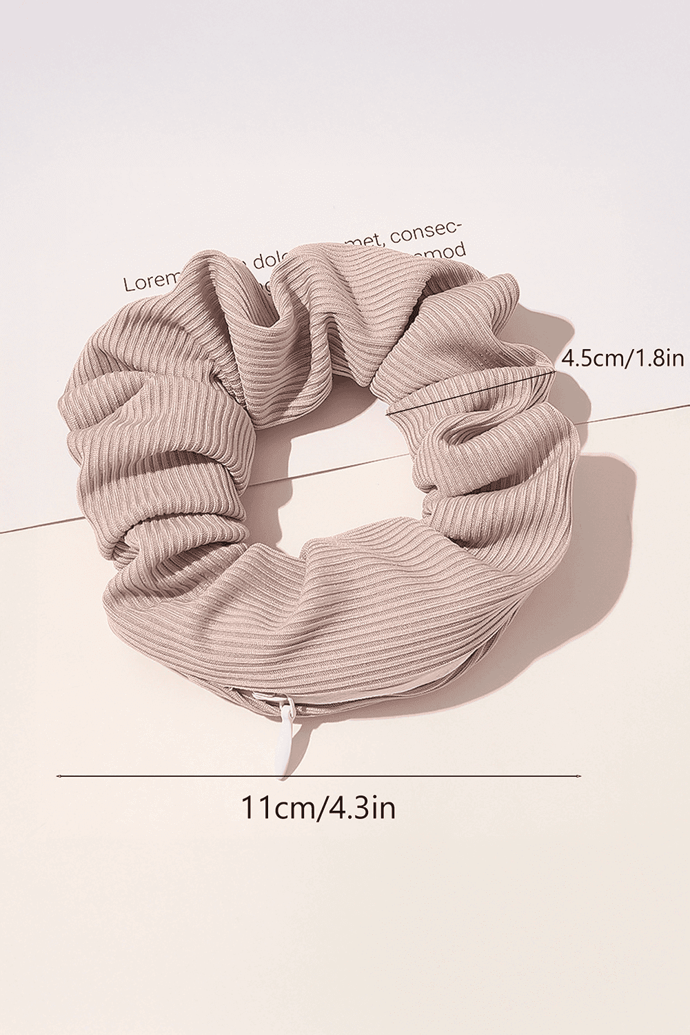 Delicacy Ribbed Hair Scrunchie With Hidden Zipper Pocket