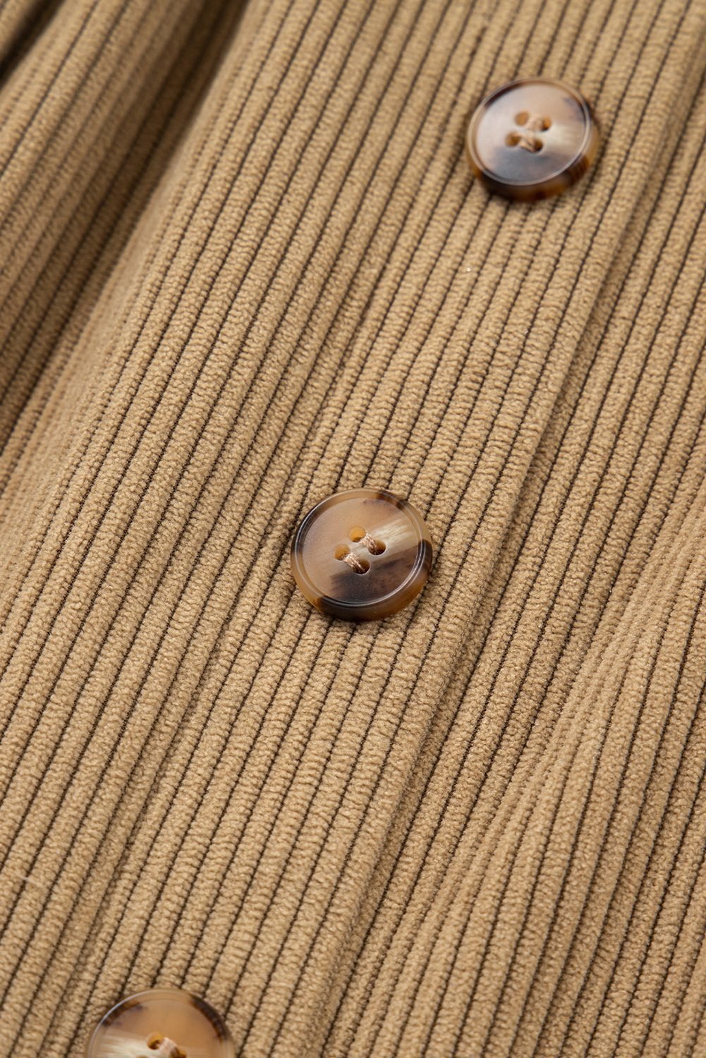 Camel Corduroy Buttoned Front Faux Pockets Mini Skirt