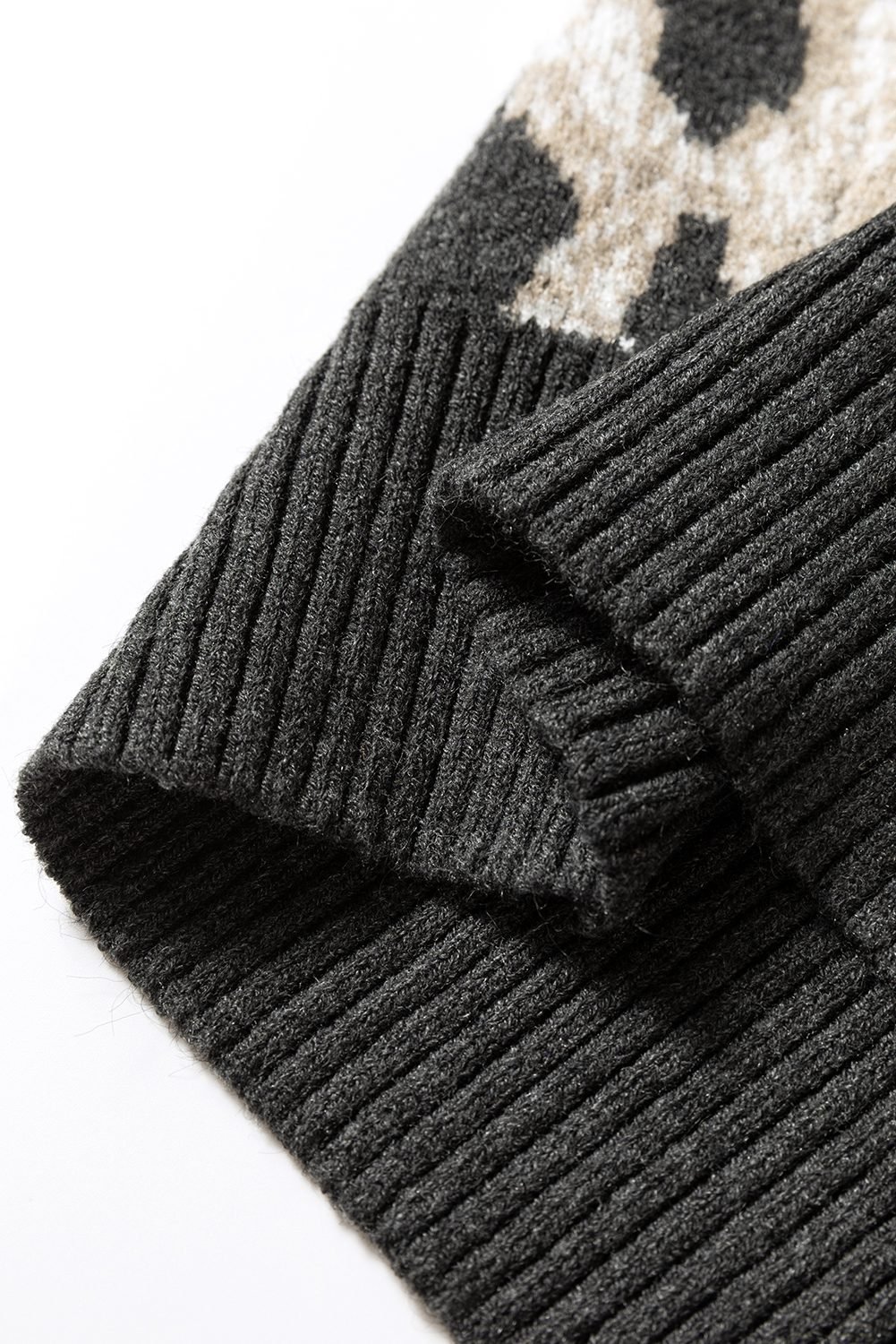 Carbon Grey Leopard Drop Shoulder Baggy Sweater