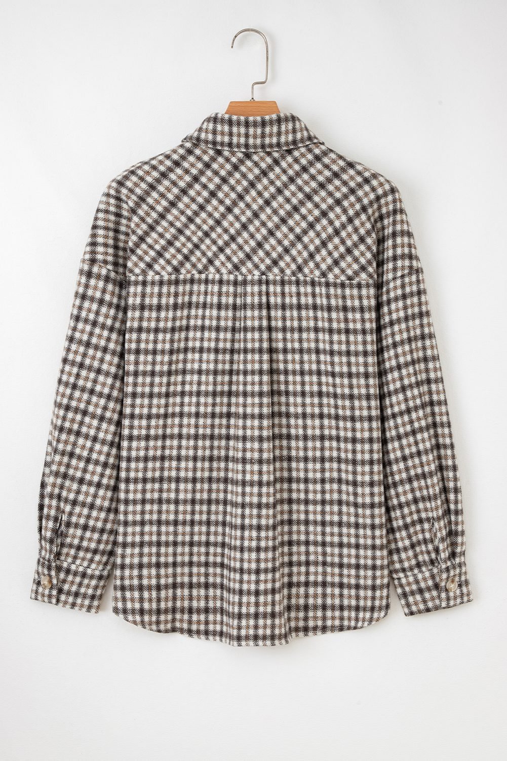 Casual Contrast Corduroy Flap Pocket Patchwork Plaid Shacket