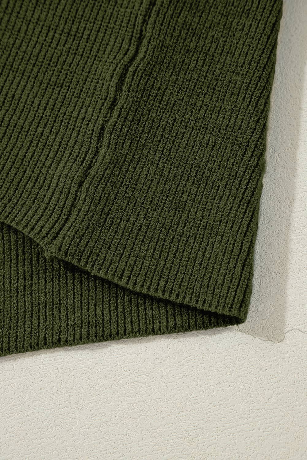 Moss Green Lightweight Ribbed Knit Button Front V Neck Cardigan